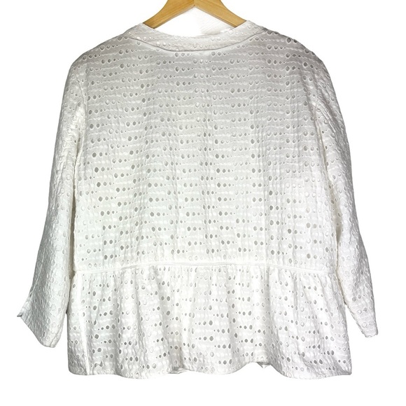 Chico’s White Eyelet Evie Peplum Jacket size XL - Picture 5 of 7